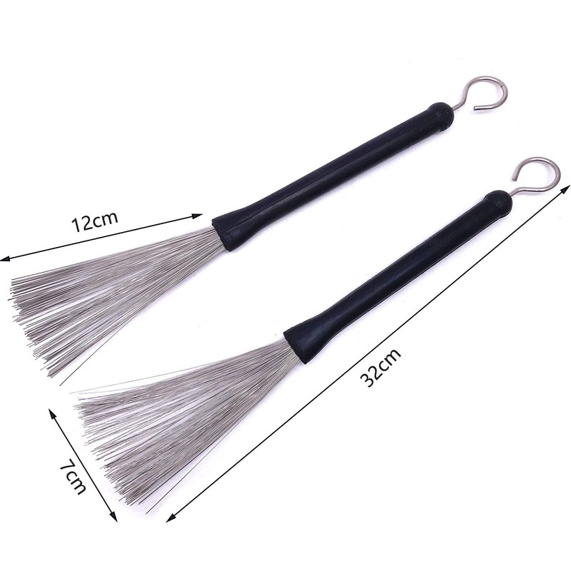 TUOREN 2Pair Jazz Drum Sticks Brushes Kit 1 Pair Retractable