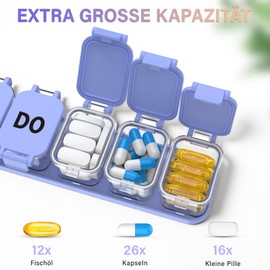 mossime Large 7 Day Pill Box with 7 Removable Daily Boxes