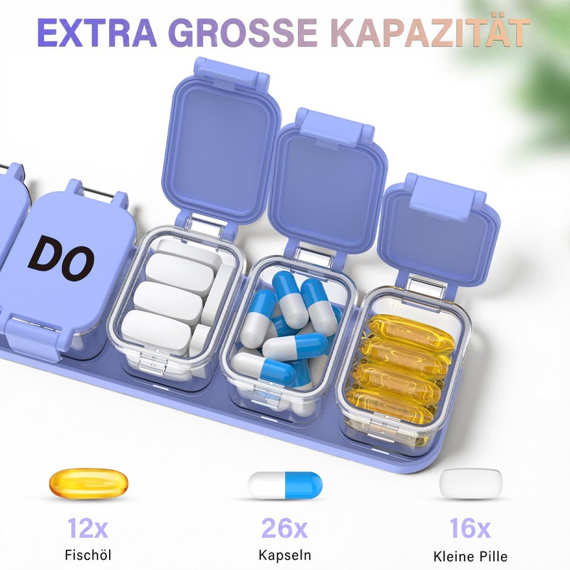 mossime Large 7 Day Pill Box with 7 Removable Daily