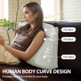 Daneey Reading Pillow for Bed Adult, Back Pillow for Bed Sitting Up, Back Support Pillow for Bed, Sit Up Pillow for Bed, White, 23.5 * 8 * 20IN