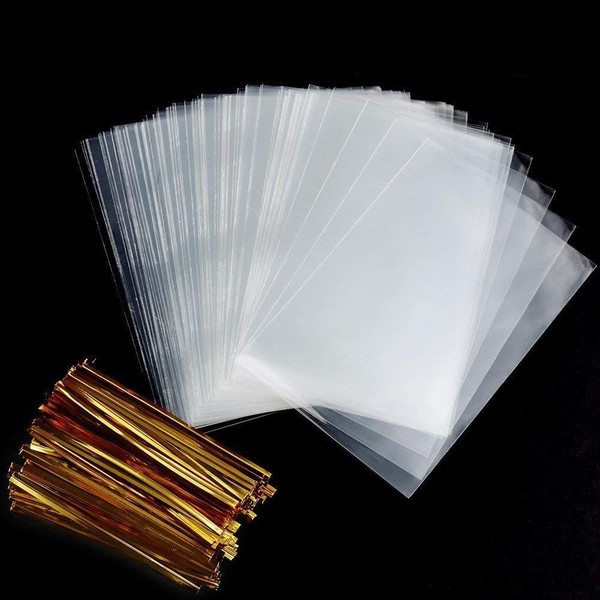 Faburo Faburo 200pcs Cellophantüten Klar 8x12cm Süßigkeiten Tütchen Transparent mit