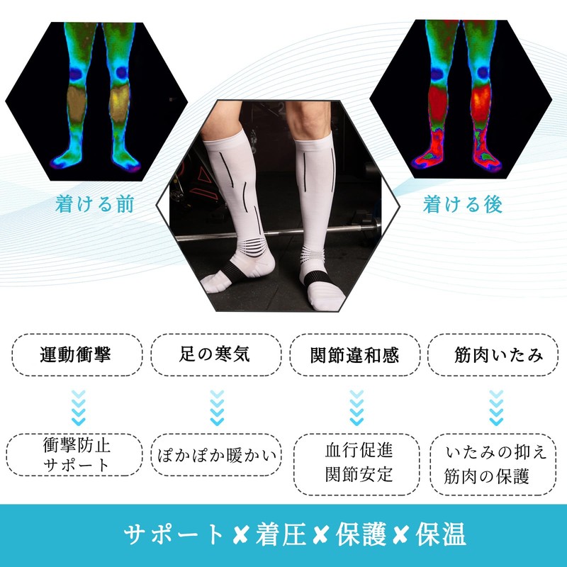 [NEENCA] 靴下 着圧ソックス 弾性ストッキング サッカー ソックス ストッキング 着圧ソックス メンズ キッズ