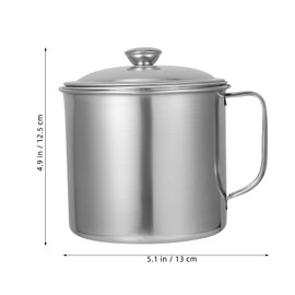 1.4L Stainless Steel Oil Container with Strainer Bacon Grease Storage Pot with Anti-Slip Coaster Tray for Cooking Oil and Frying