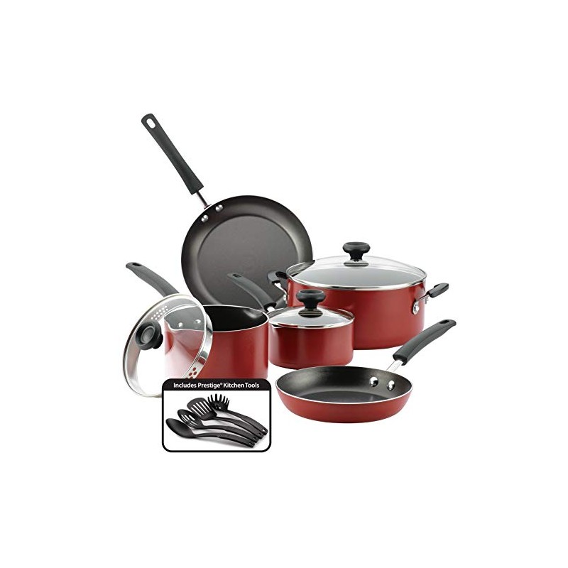 Farberware 22064 Easy Clean Aluminum Nonstick Cookware Set, 12 Piece