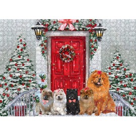 Doggie of The Day Chow Chow Dogs - Christmas Welcome - Jigsaw Puzzle for Adults - Interlocking Puzzle Game Artwork - Gift for Dog Lovers, 200 pcs. DOTD200PZLE621