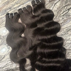 Double Weft Raw Human Hair Bundles Single Donor Cambodian Natural Wavy Vietnamese Burmese Curly Hair for Wholesalestyle: Burmese curly hair bundle 1 piece, color: Natural black, Stretched Length: 22"