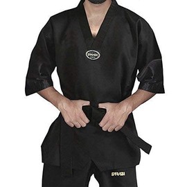 Farabi Sports Taekwondo Uniform Mix Martial Arts Uniform Set Black (Black, 190-cm)