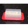 Standard Butter Dish Red Base Smoked Clear Top