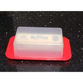 Standard Butter Dish Red Base Smoked Clear Top