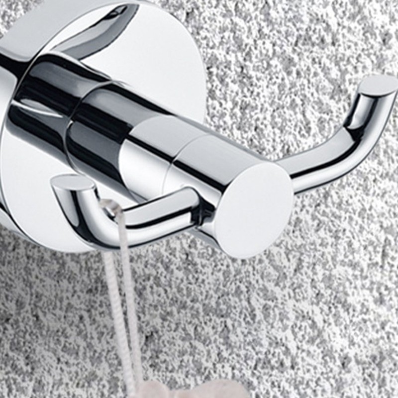 Dandelionsky 2PCS Wall Mount Robe Hooks Modern Polished Chrome Solid