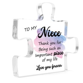 Niece Gifts from Auntie Best Christmas Birthday Gift Ideas Valentines Day Gifts for Niece Puzzle Shaped Acrylic Block Plaque Unique Graduation Mothers Day Presents Stocking Stuffers for Teen Girls