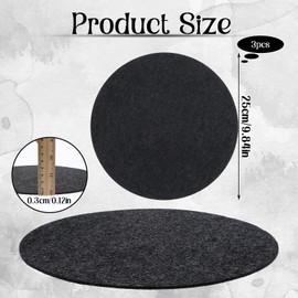 Ymapinc 3Pcs Felt Plant Coaster Saucer, 10 Inch Dark Gray Felt Plant Coasters for House Floor Protector, Cup Plate Coaster Surface Savers for Potted Plants