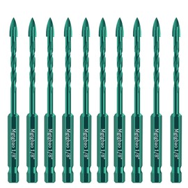 Mgtgbao 10PC Green 3mm Masonry Drill Bits, 1/8” Concrete Drill Bit Set for Tile,Brick, Plastic and Wood,Tungsten Carbide Tip Best for Wall Mirror and Ceramic Tile.