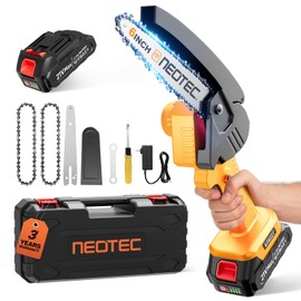Mini Chainsaw Cordless 6-inch, NEOTEC Handheld Electric Chainsaw with 2000mAh Battery, Chain Saw Battery Powered for Tree Trimming Wood Cutting, Mini Chain Saw Gifts for Home and Garden