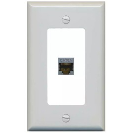 RiteAV CAT6A 1 Port Shielded Wall Plate  1 Gang [Gray/White]