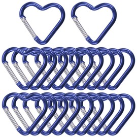 KON Carabiner Heart Shaped Cute Keychain Hook Aluminum Multi-functional Carabiner Carabiner Hook Spring Hook Blue Set of 20