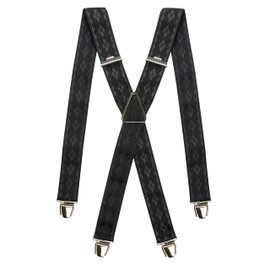 Pierrot Braces for Men Wide Made in Germany / France - Ultra Strong Elastic Band & 4 Extra Strong X-Clips - Adjustable Length up to 130 cm - Lifetime Guarantee, Black & Black