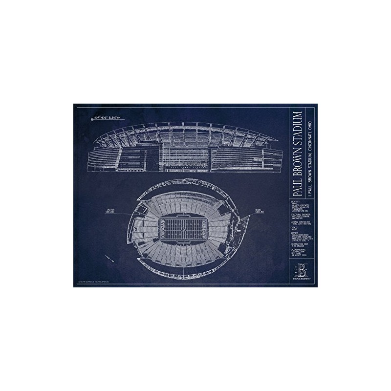 Ballpark Blueprints Paul Brown Stadium Blueprint Style Print