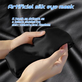 Sleep Mask, Mulberry Silk Eye Mask with Adjustable Strap, Large Size Navy Blindfold for All Night Sleep, Perfect for Women and Men, Eye Cover Blindfold Travel Office Nap Airplane (Black)