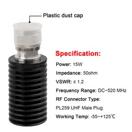 XRDS -RF 15W UHF Male Dummy Load, 50 Ohm UHF Male Dummy Load for RF Testing, Calibration, and Equipment Termination