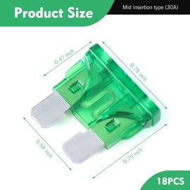 MLY 18 PCS 30 AMP Fuse, 30AMP Fuse Standard Blade, 30A Automotive Fuse for Car Rv Truck Suv Motorcycle Boat (Green)