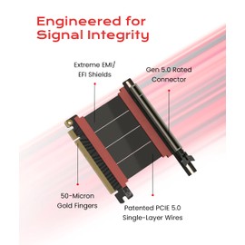 LINKUP - AVA5 Armour PCIE 5.0 Riser Cable | RTX5090 RX9070 GPU Ready | x16 128GB/s Speed | Compatible with PCIe 4.0 & WRX80/WRX90E | Left Angle, Black 5cm (Total Length 9cm)