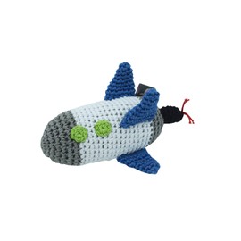 Dog Teeth Cleaning Cotton Crochet Squeaky Dog Toy for Small Dogs - Space Ship