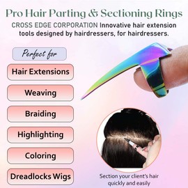 My Hair Tools Multi-Colored Stainless Steel Finger Braiding Hair Parting Tool - 5cm Length, Quick Installation of Human Hair Extensions, Hair Styling Tool