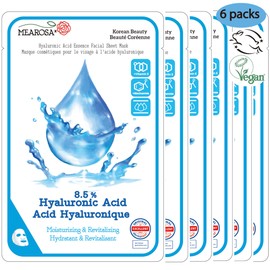 MEAROSA DESIGN Mearosa Dermatológicamente Probado, 8.5 Ácido Hialurónico, Niacinamida, Vitamina E Fórmula Vegana Esencia Mascarillas De Hoja Facial...