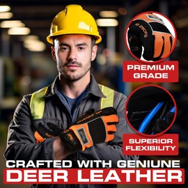 Glove Station Winter Work Gloves for Men and Women – Thermal Freezer Gloves, Suede Leather, Heavy-Duty Protection for Mechanics & Gardening, Orange, XXL