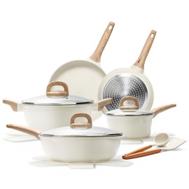 EWFEN 14 Pcs Pots and Pans Set, Nonstick Cookware Sets, Granite Induction Cookware Non Stick Cooking Set with Frying Pans, Saucepans, Saute Pan, Extra Large Casserole, PFAS PTFE PFOA PFOS Free