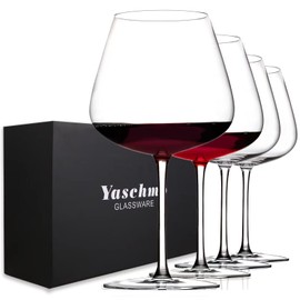 Super Large 30OZ Wine Glasses-Hand Blown Crystal Giant Wine Glasses, Big Burgundy Glasses Oversized, Red White Wine,Luxury, Elegant, Ideal Gift for Women,Men,Christmas,Anniversary,Birthday (Pack of 4)