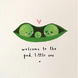 Scribbler Pea Pod Welcome Little One Peas in A Pod Fun New Baby Greeting Card SCR1411
