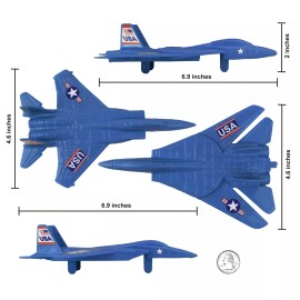TimMee Processed Plastic F-14 F-15 Blue Fighter Jets Tim Mee Army Men Planes USA