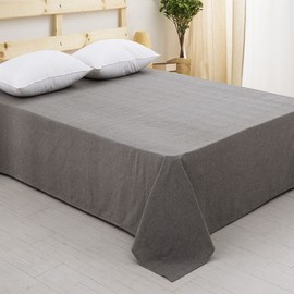 Flat Bed Sheet, Double, 86.6 x 98.4 in (220 x 250 cm), Organic Cotton, Top Sheet, 100% Washed Cotton, Solid Color, Gray