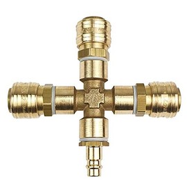 Compressed Air Distributor Triple with Couplings, Coupling Plug & Seal Compressed Air Switch 1/2 Inch with 3x Coupling Sockets and Plug Nipple NW 7.2 Air Soft X Distributor