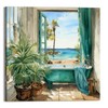 LAIART Bathroom Canvas Print Wall Art Decor Teal Bathtub Picture