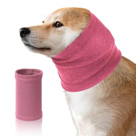Dog Calming Hoodie Head Cover Sleeves, Dog Ear Covers for Noise Protection, Dog Ear Wrap for Dog Anxiety Relief and Calming, Dog Ear Muffs for Dogs Pet Neck and Ear Warmer (Medium, Pink)