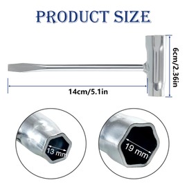 ZWQLZG 4 PCS Chainsaw Scrench Spark Plug Spanner Removal Tool 13mm x 19mm (13-by-19mm),T-Shaped Spanner Tool Chainsaw Spark Plug Replace Combination Screwdriver and Wrench