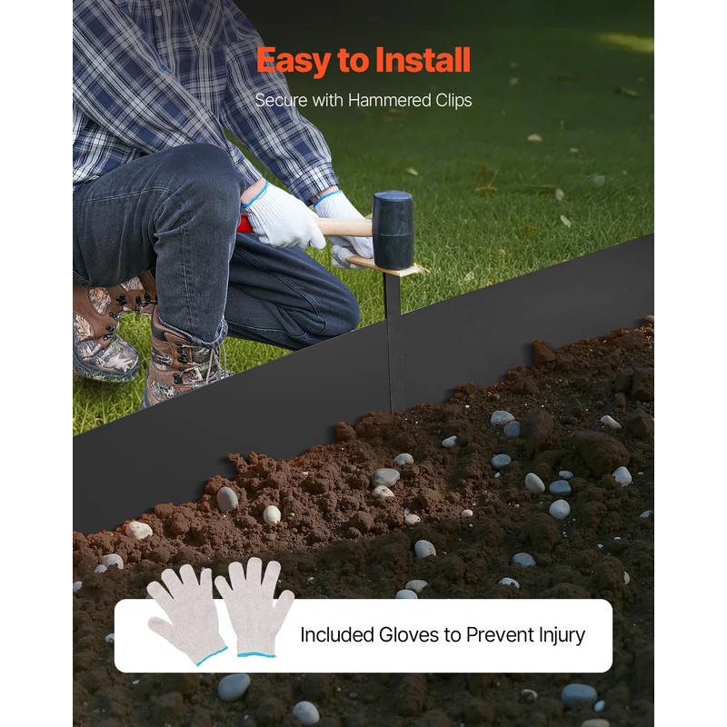 VEVOR Steel Landscape Edging, 6 Packs 40 x 8 in