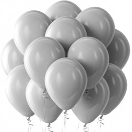 Bezente Gray Balloons Latex Party Balloons - 100 Pack 12 inch Round Helium Pastel Grey Balloons for Birthday Baby Shower Wedding Anniversary Party Decorations