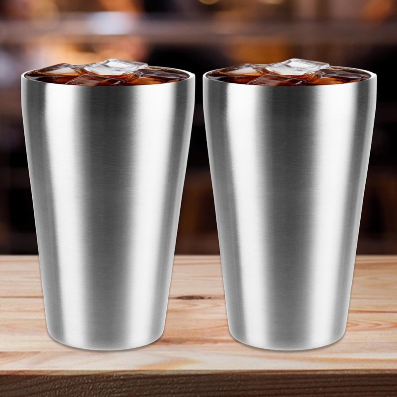 6PCS Stainless Steel Cups 16 oz, Double Wall Vacuum Insulated