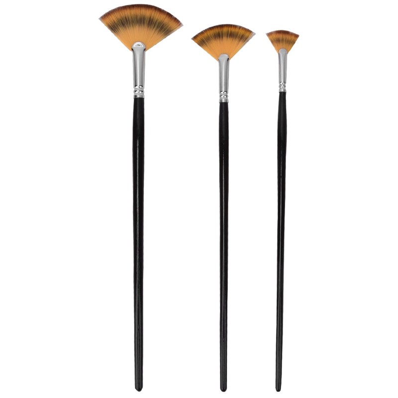 Painting Brush Nylon Hair Birch Handle Fan shape Gouache Watercolor