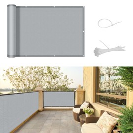SUNNY GUARD Balcony Privacy Screen 75x300cm Fence Screen for Balcony and Patio Balcony Cover,UV protection windproof and waterproof,with Cable Ties,Grey