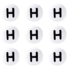 Sadingo Letter Beads 'H' Round | 7 mm - 50 Pieces, Beads for Threading, Round Plastic Beads, Small Letter Beads, Letter Bracelet, Make Your Own Bracelets, DIY Jewellery, Craft Bead