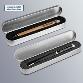 printplanet® - Ballpoint pen with your own text or name engraved - Metal ballpoint pen by Ritter incl. metal gift box