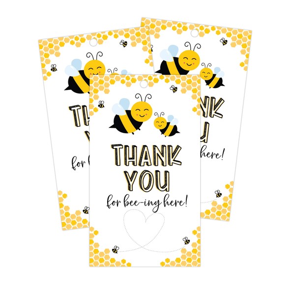 Bee Thank You Favor Tags, Perfect for Baby Shower and Birthday Party Decorations and Gifts, 50 Count