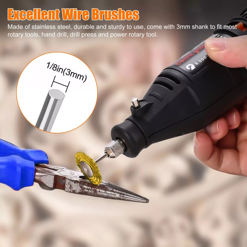 Cahuczlhoz For Dremel Rotary Tool Die Grinder 45Pcs Wire Brush