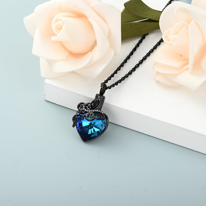 shajwo Butterfly Heart Cremation Jewelry Urn Necklaces for Ashes for