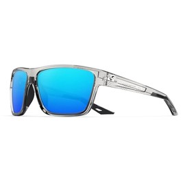 TOREGE Polarized Sports Sunglasses for Men & WomenUV400 Protection TR90 Frame Ideal for Fishing Cycling Running Driving (Transparent Frame&Ice Blue Lens C4)
